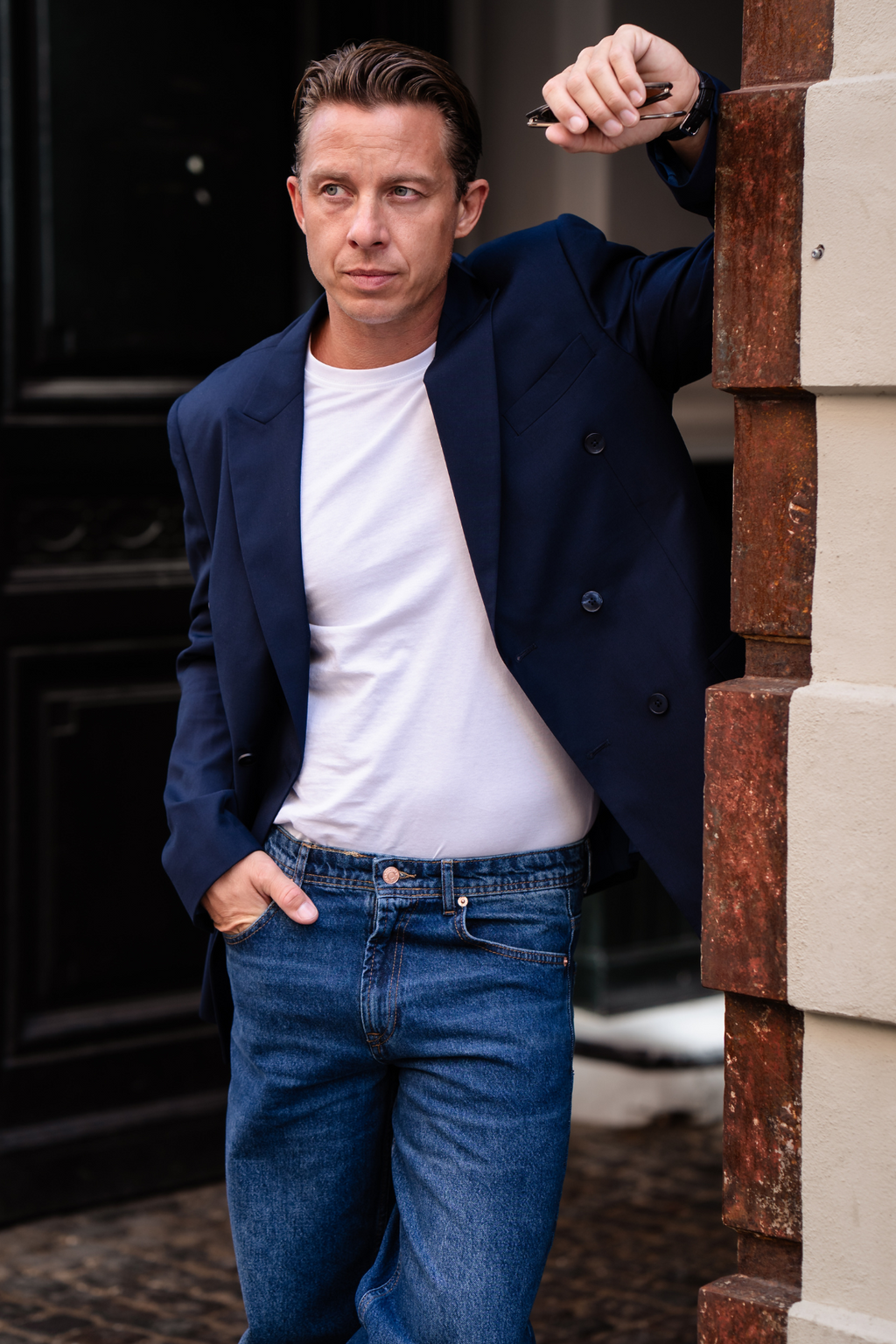 Premium Dobbeltspent Blazer - Navy