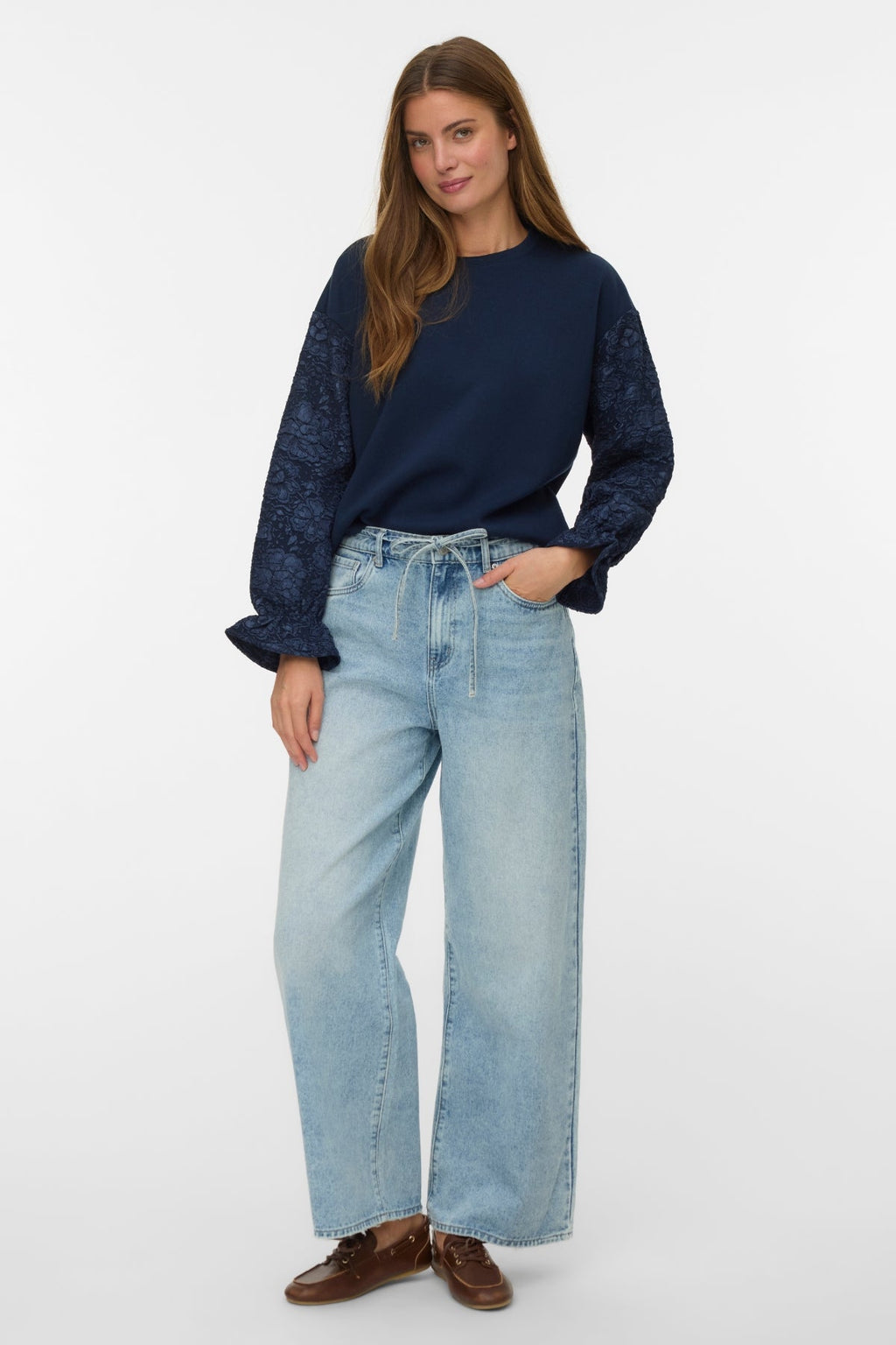 Wien Wide Belt Jeans - Light Blue Denim