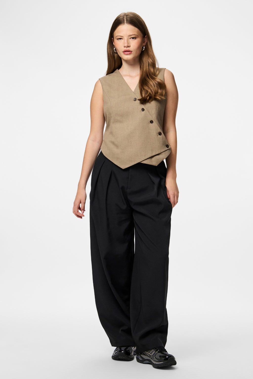 Bubbles Asymmetrisk Vest - Greige