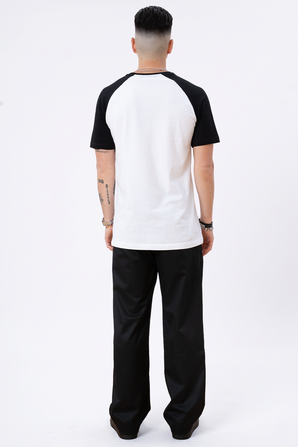 Basic raglan T-shirt - Svart-Hvit