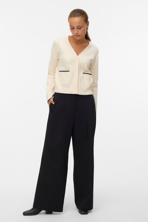 Gold V-hals Kontrast Cardigan - Birch