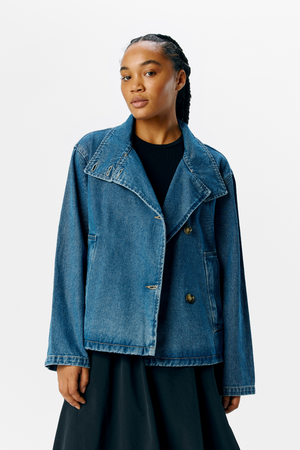 Tilla Gro L/S Denim Jakke - Medium Blå Denim
