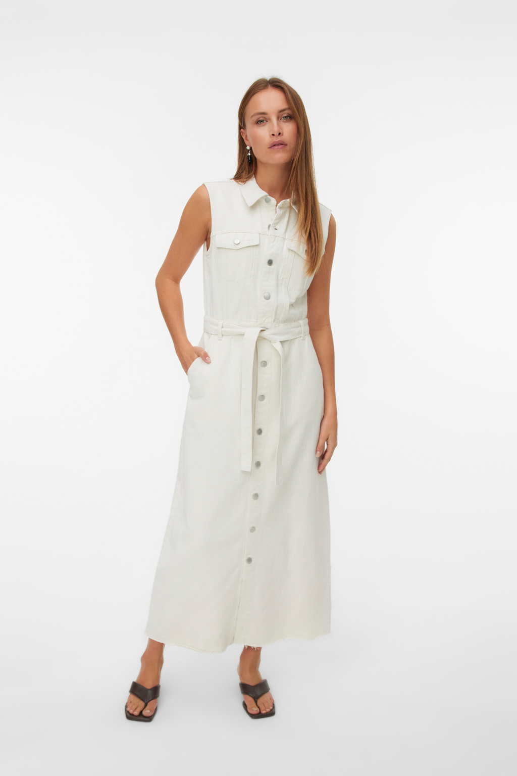 Molly Ank Denim Kjole - Ecru