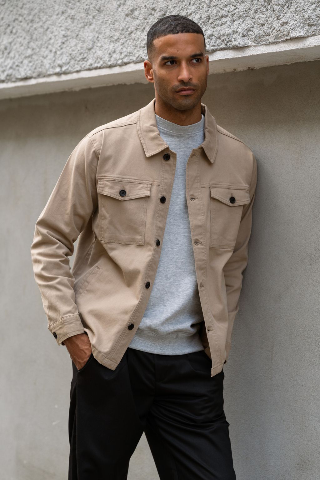 Twill Overshirt - Mørk Sand