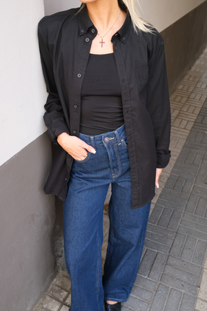 Boyfriend Oxford-skjorte - Svart