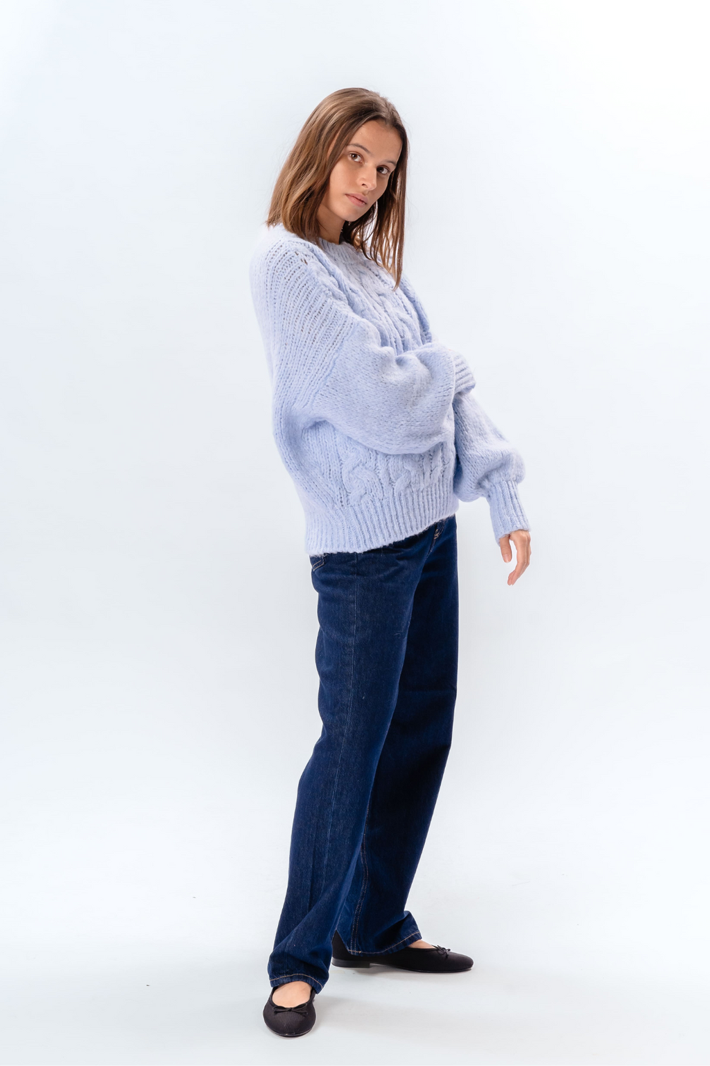 Emma Cable Knit - Himmelblå