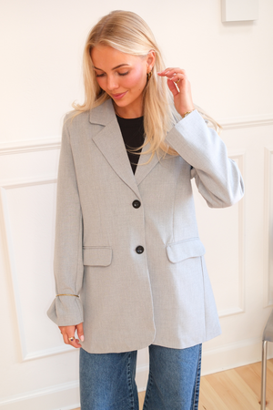 Claire Oversized Blazer - Lys Grå