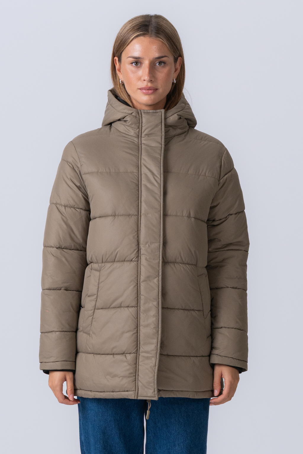 Lang Puffer Jakke - Sand