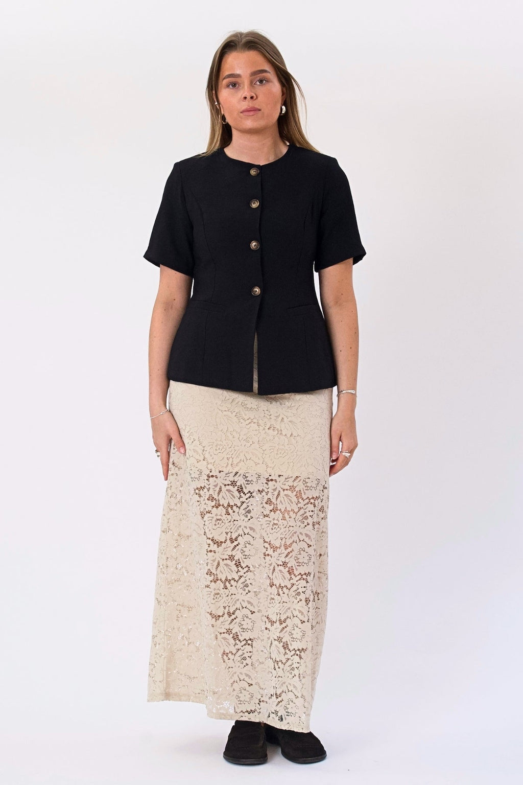 Amara Lace Maxiskjørt - Lys Beige