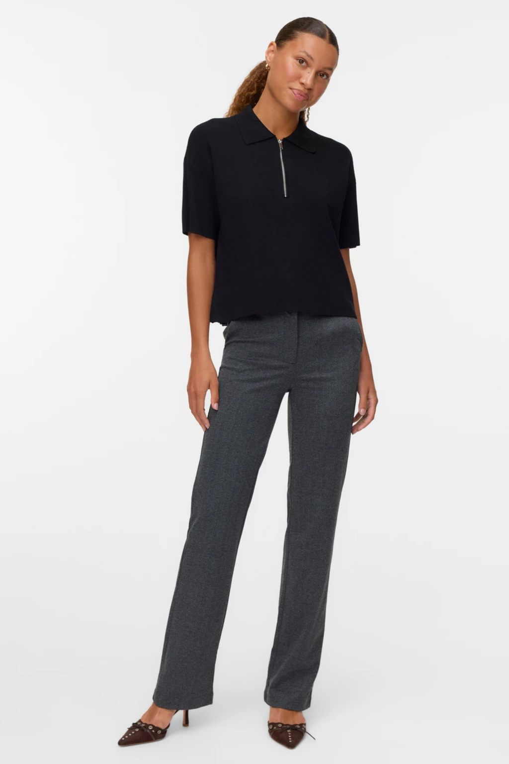 Gold 2/4 Poloneck Pullover - Sort