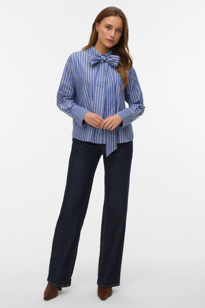 Islunn Sløyfeskjorte - Mørk Denim Snow White