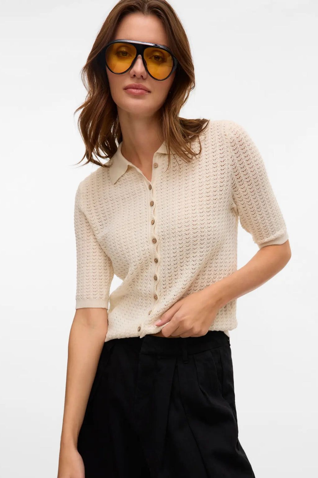 Panama 2/4 Strikket Cardigan - Birch