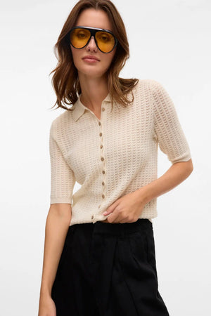 Panama 2/4 Strikket Cardigan - Birch