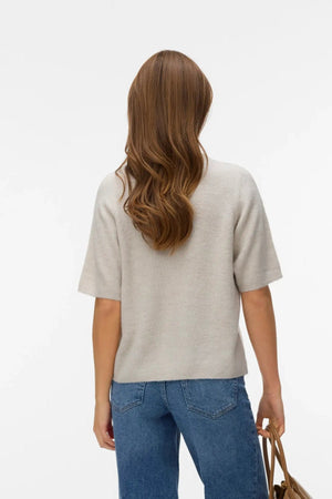 Lefile 2/4 O-Neck Perlecardigan - Pumice Stone Melange