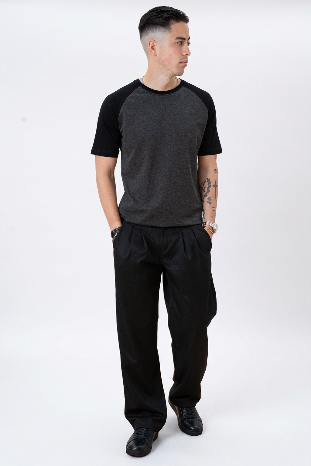 Basic raglan T-shirt - Svart-Army