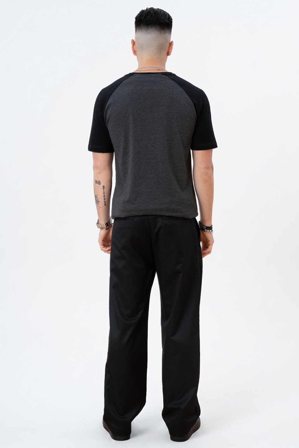 Basic raglan T-shirt - Svart-Mørk Grå