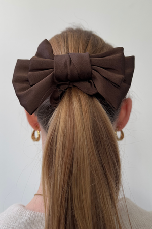 Double Bow Scrunchie - Brun