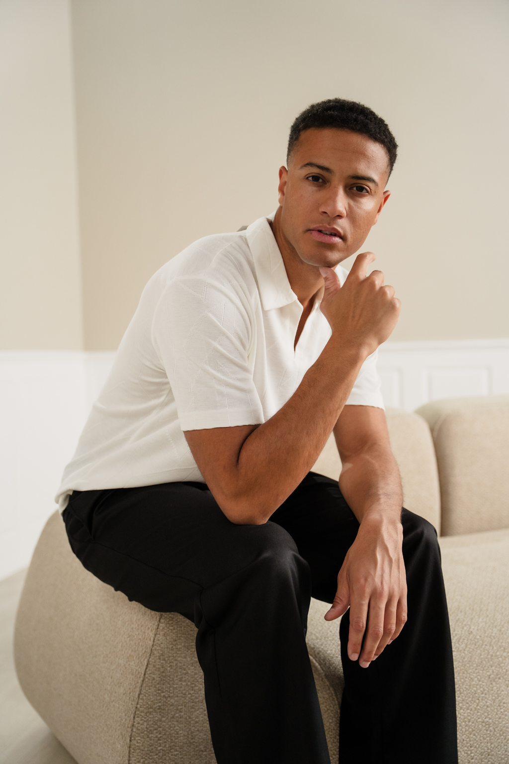 Atlas Teksturert Polo - Hvit