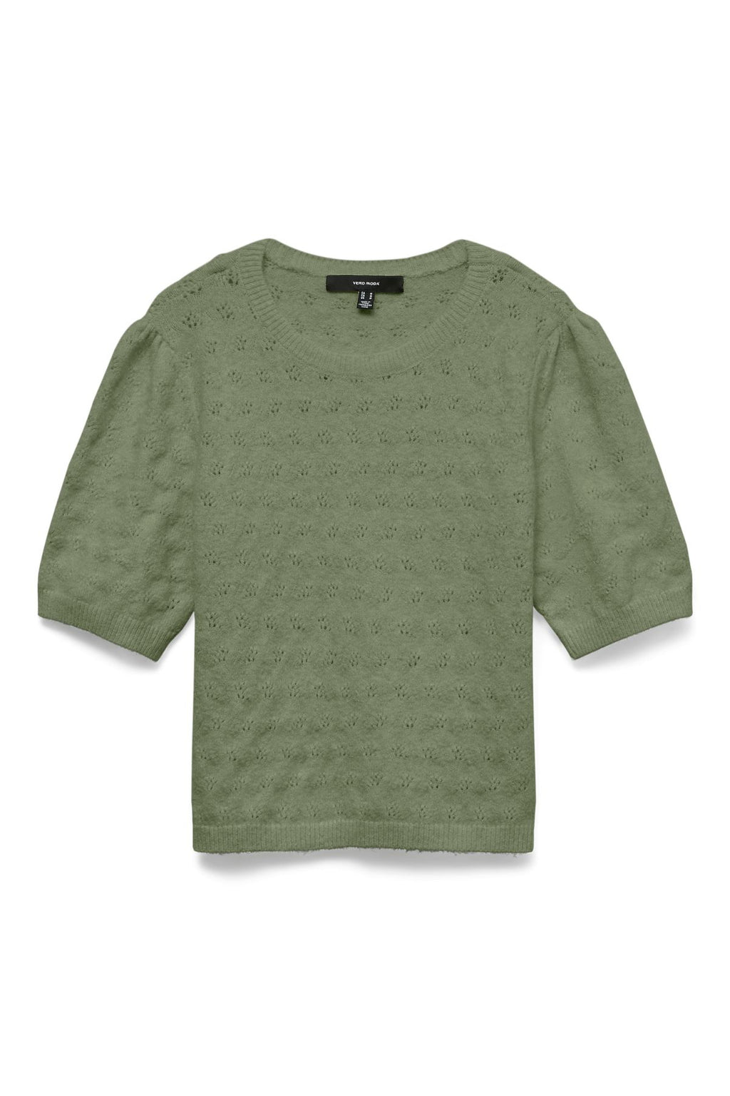 Doffy Stitch O-hals Genser - Oil Green Melange