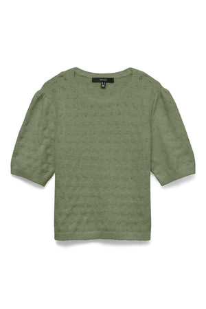 Doffy Stitch O-hals Genser - Oil Green Melange
