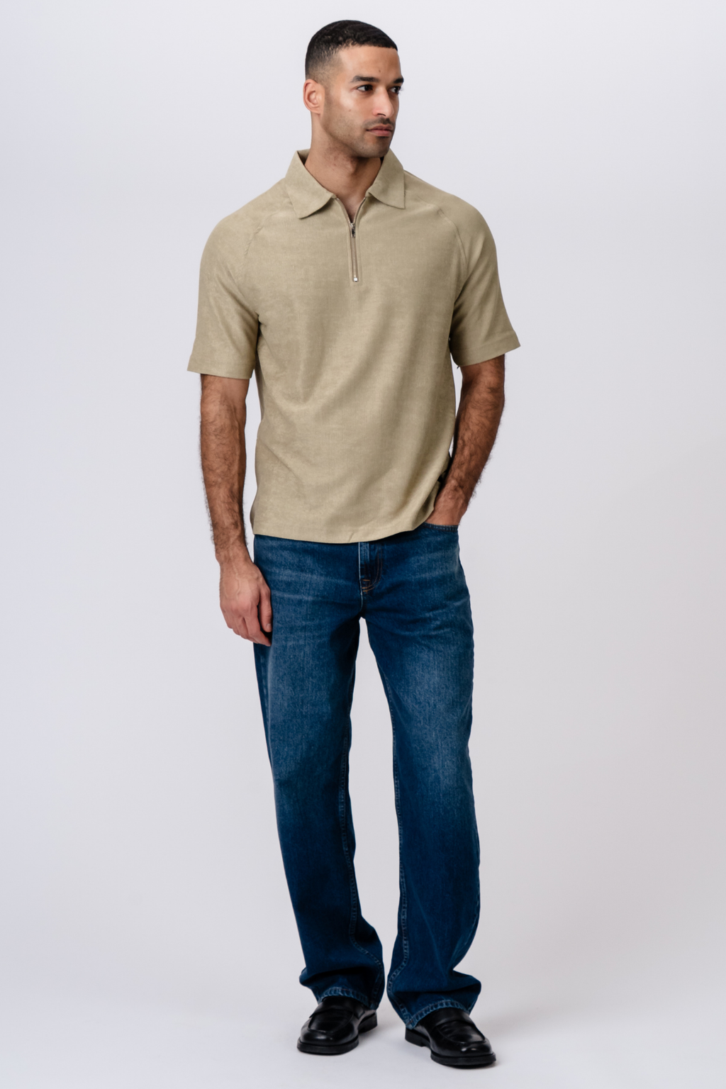 Enzo Kortermet Half Zip - Khaki