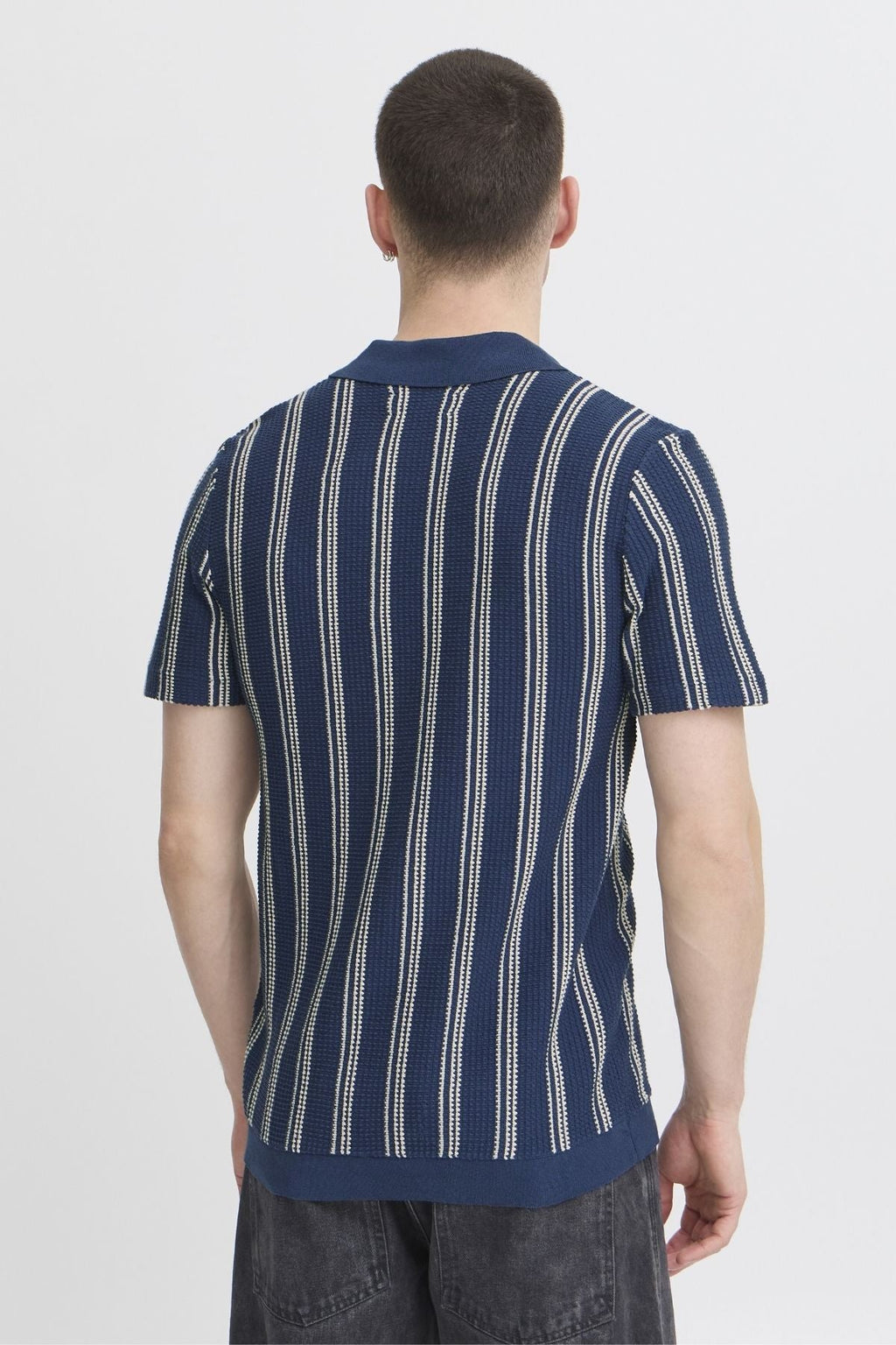 Stripet Pullover - Blå