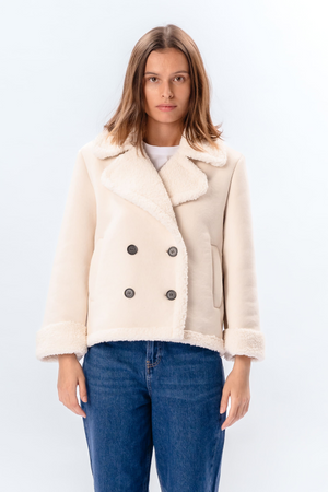 Shearling Kort Frakk - Kalk