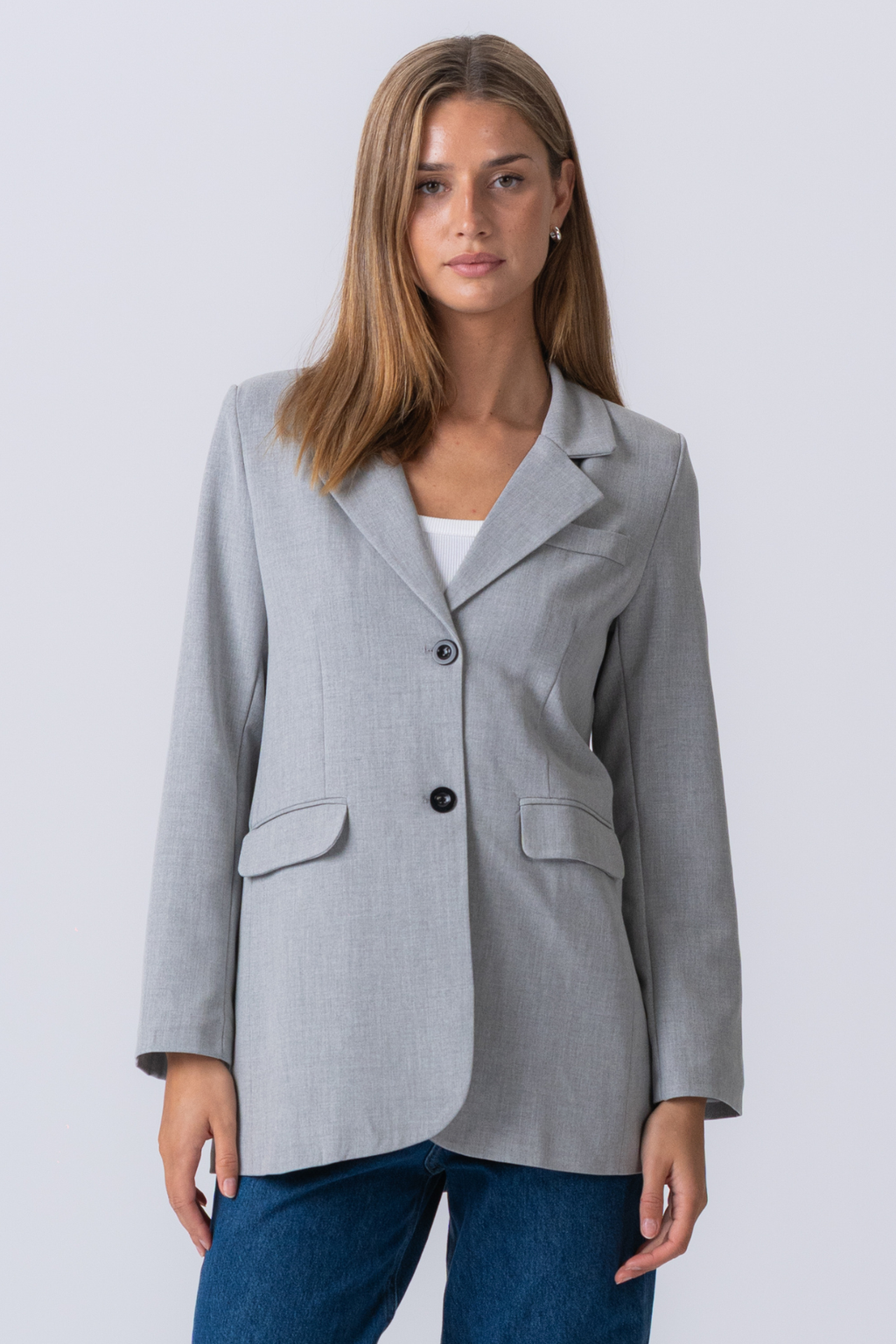 Claire Oversized Blazer - Lys Grå