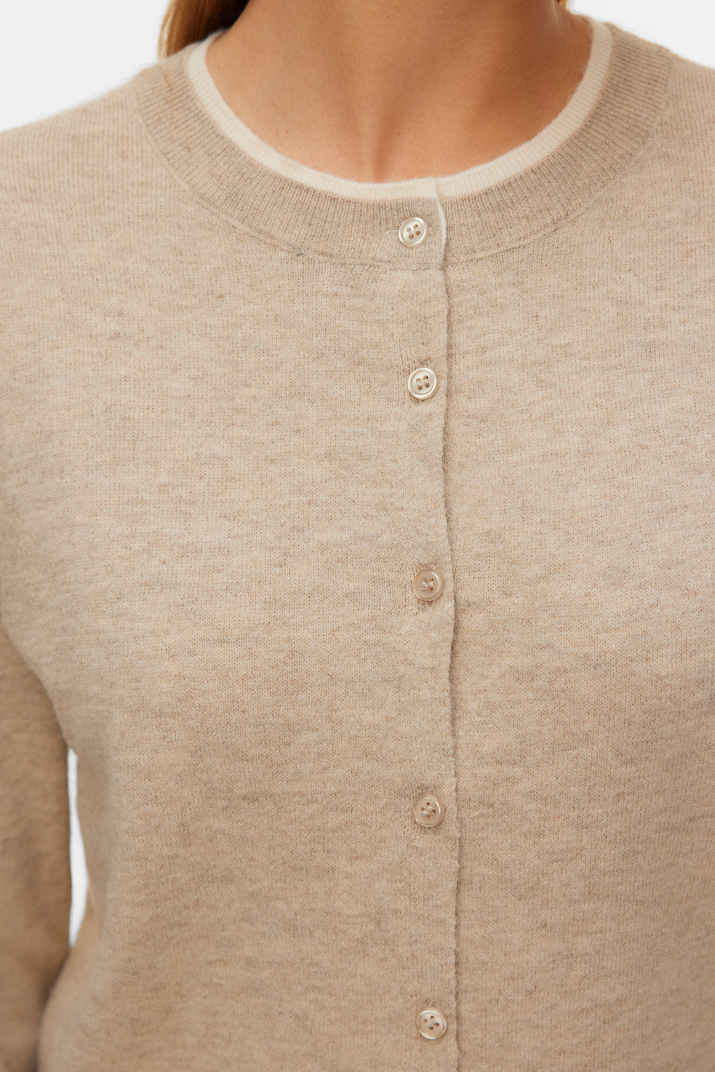 Nydelig O-Neck Cardigan - Silver Mink Melange m. Birch