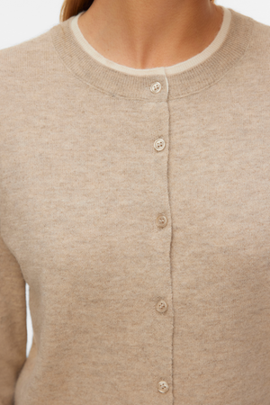 Nydelig O-Neck Cardigan - Silver Mink Melange m. Birch