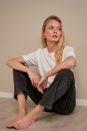 Performance Mom Jeans - Washed Black Denim