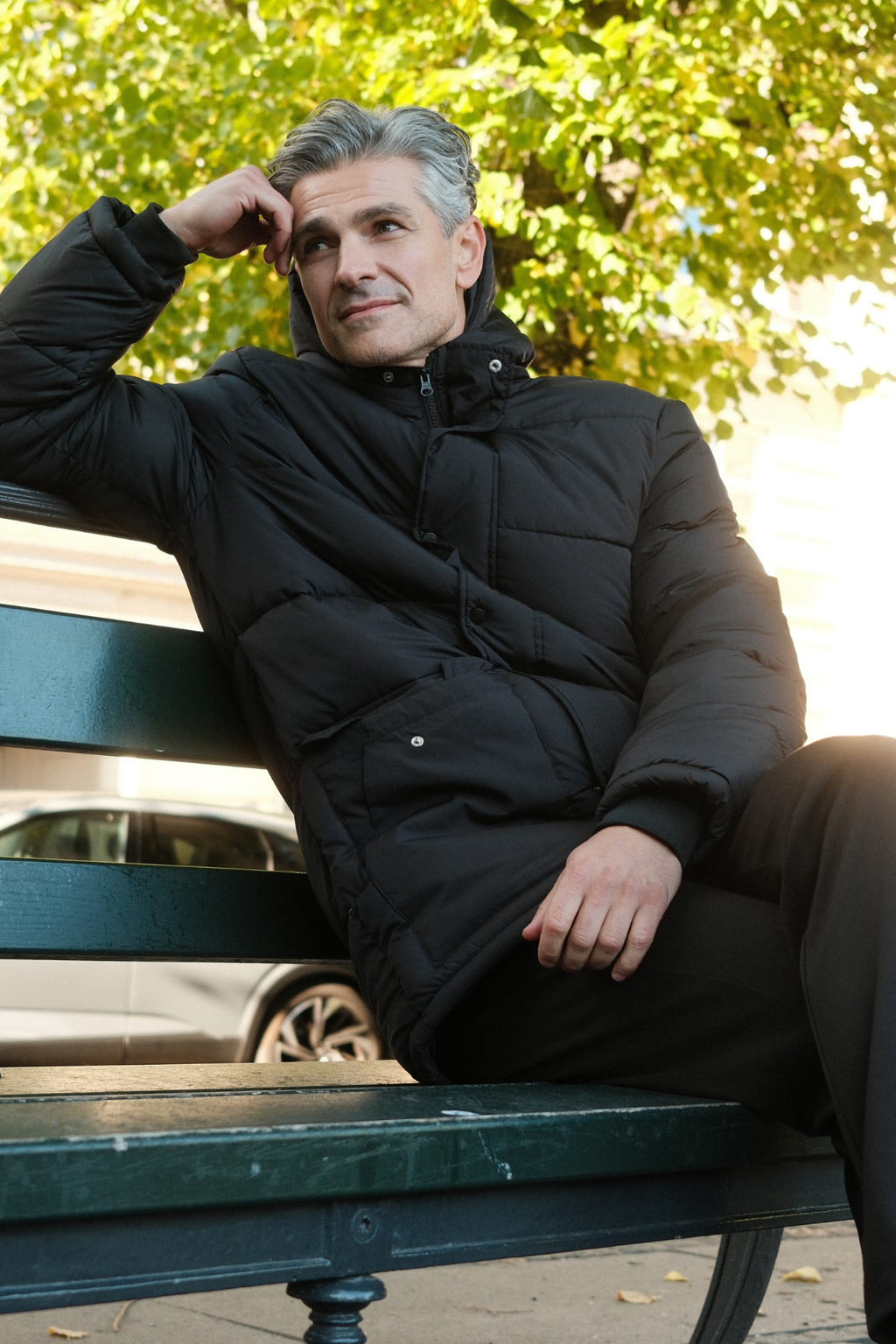 Lang Pufferjakke - Sort