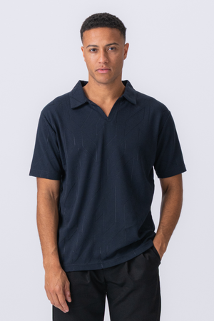 Atlas Teksturert Poloskjorte - Navy