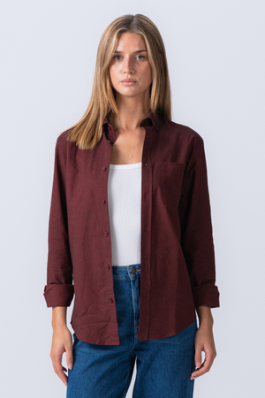 Boyfriend Oxford Skjorte - Burgunder