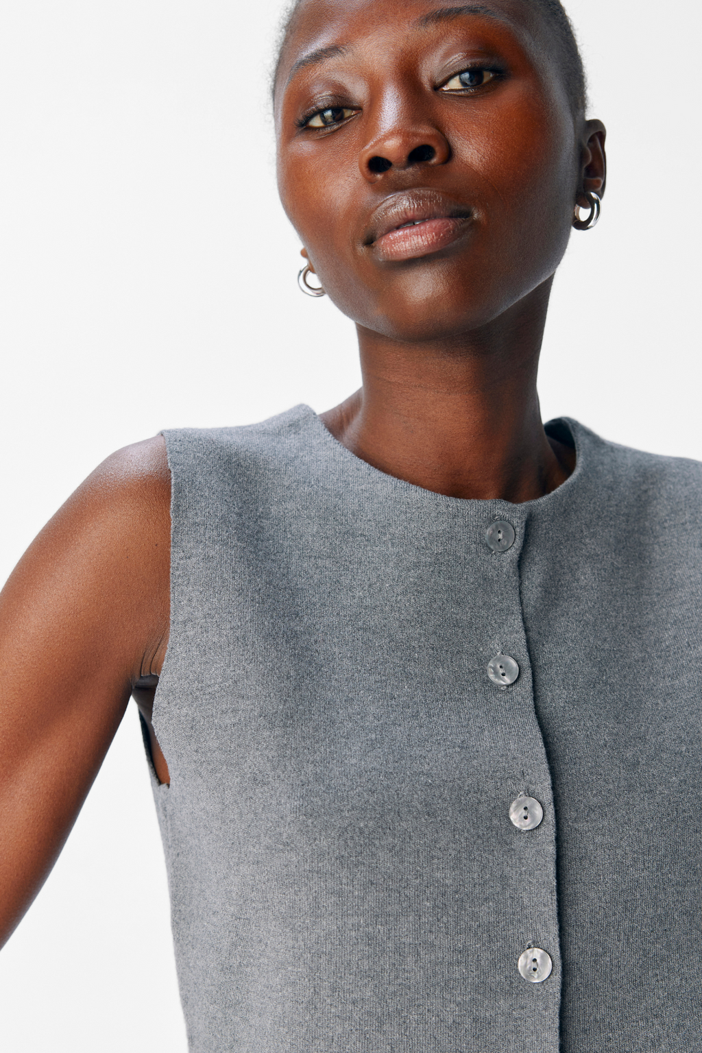 Reynard Strikkevest - Mellomgrå Melange