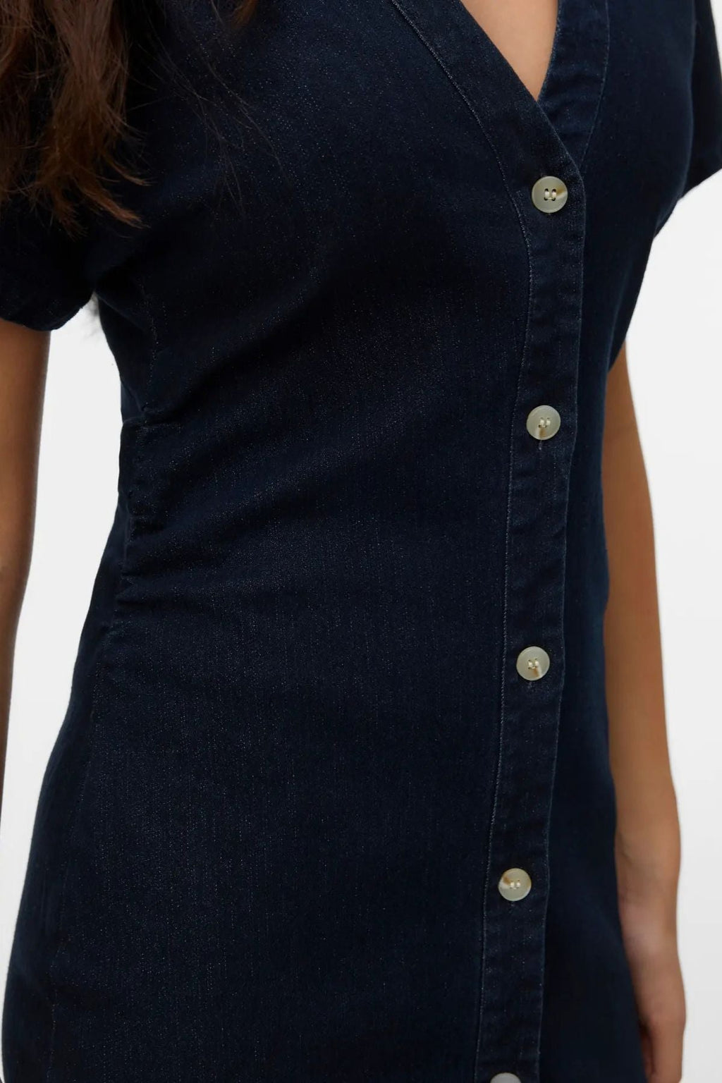 Sanni V-hals Kjole - Dark Blue Denim