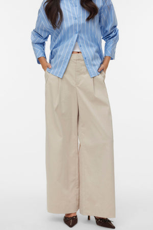 Meng MidWaist Crinkled Wide Pants - Cement