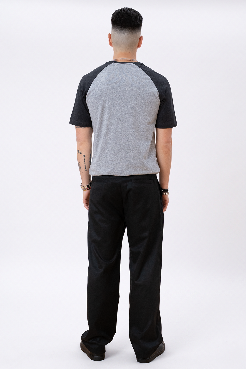Basic raglan T-shirt - Svart-Lys Grå