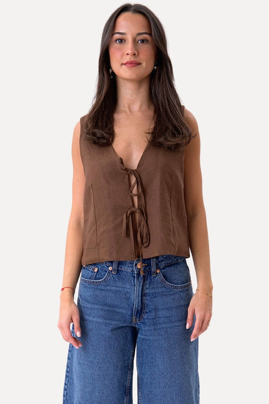 Lin vest - Brun