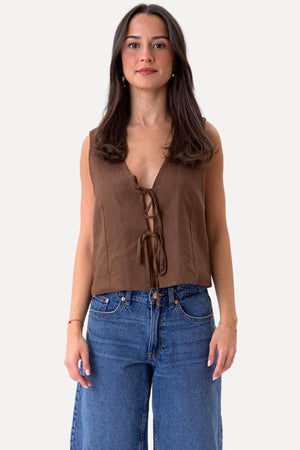 Lin vest - Brun