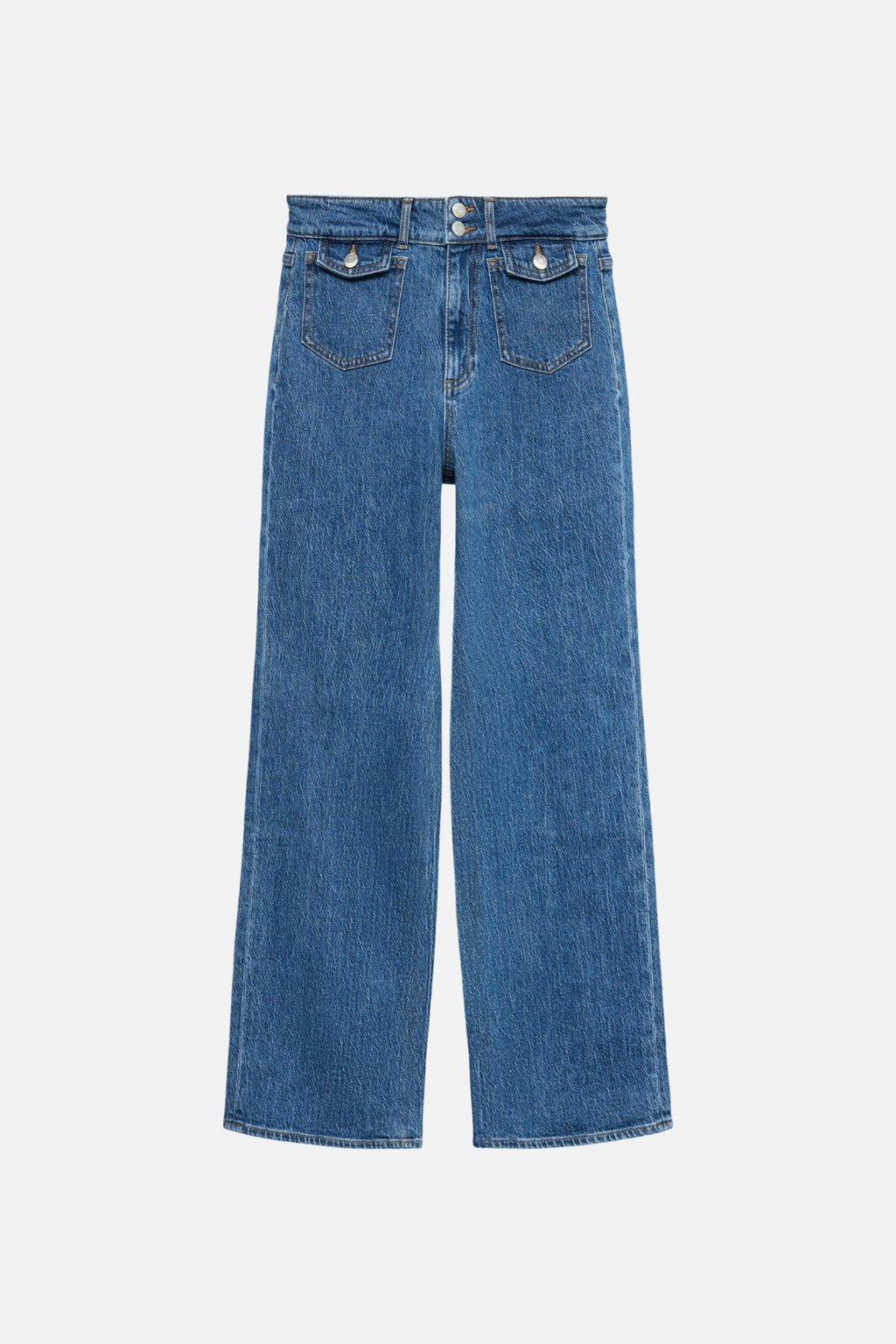 Tessa Jeans med brede lommer - Mellomblå denim