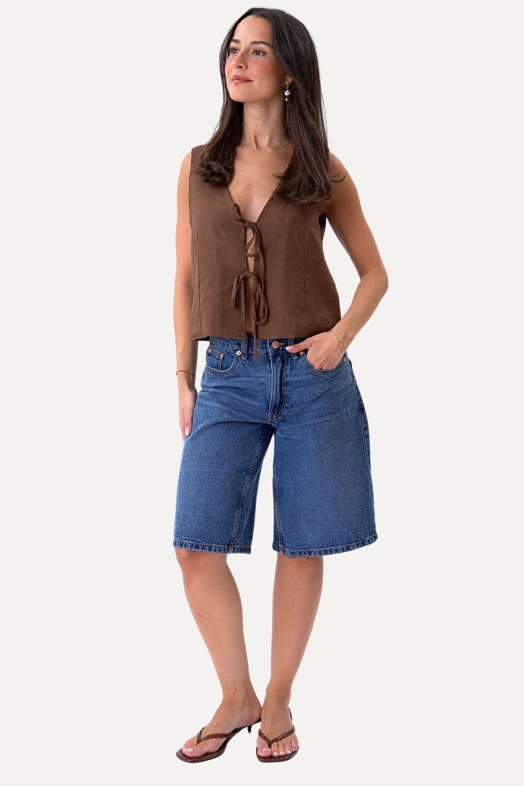 Lin vest - Brun