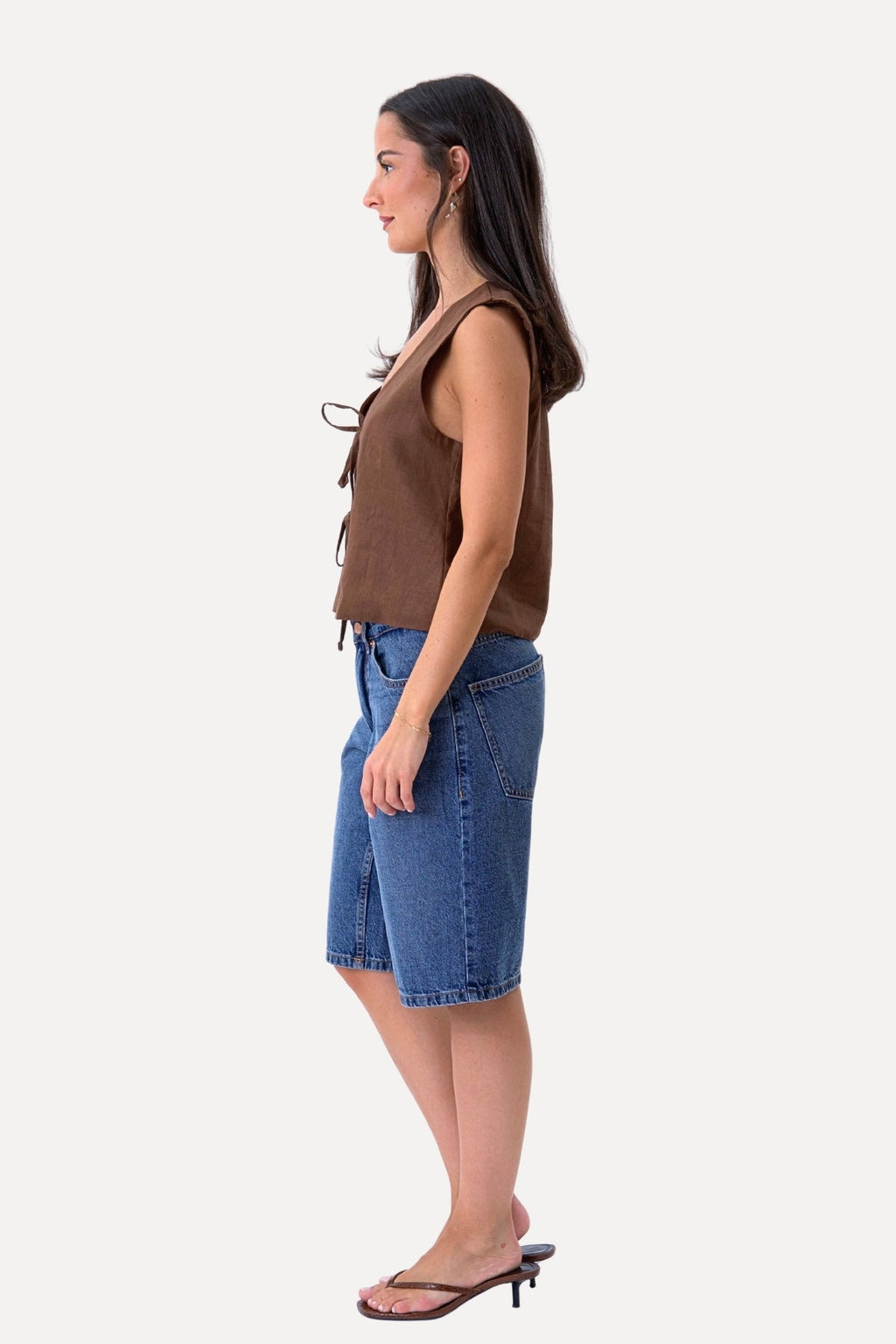 Lin vest - Brun