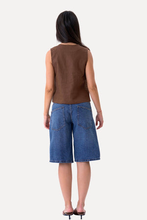 Lin vest - Brun