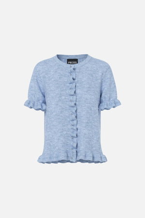 Lydia Frill Knit Cardigan - Cashmere Blue