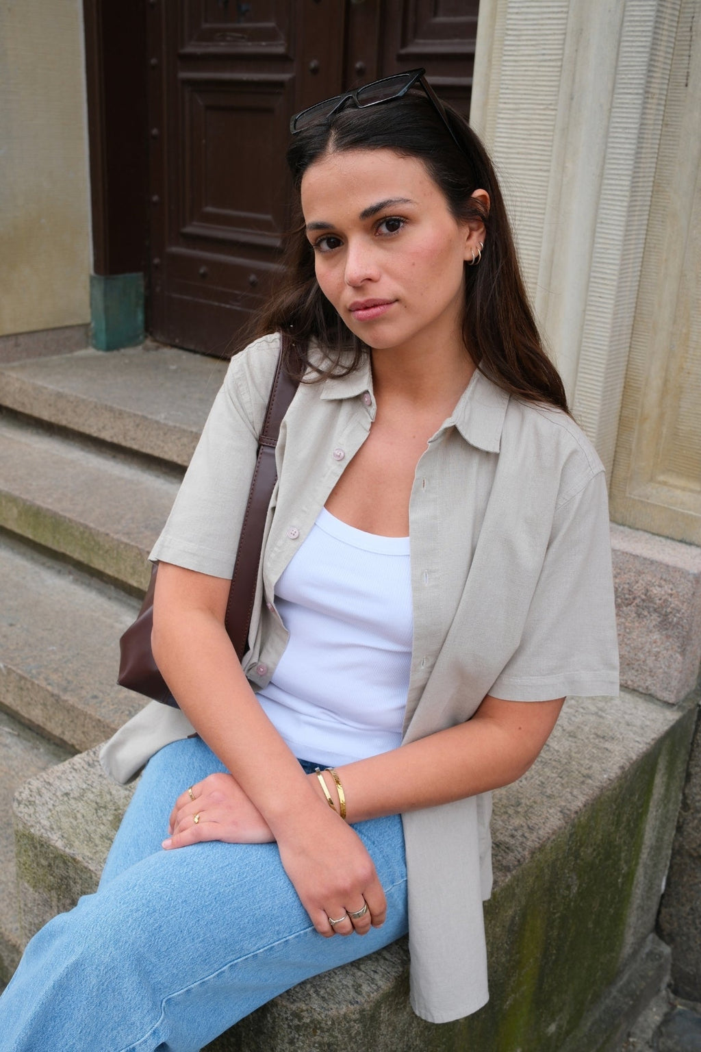 Kortermet Linskjorte - Sand