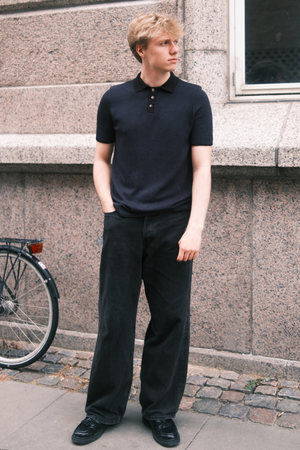 Strikket Polo - Navy