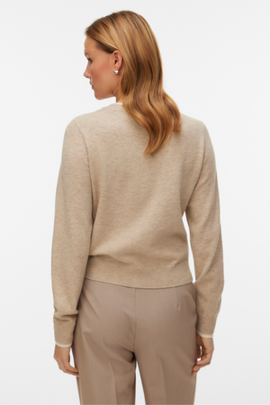 Nydelig O-Neck Cardigan - Silver Mink Melange m. Birch