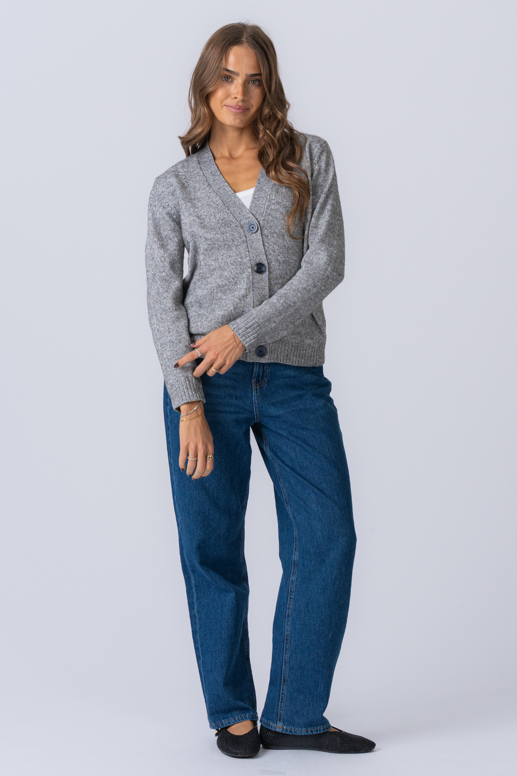 Strikket Cardigan - Lys Grå