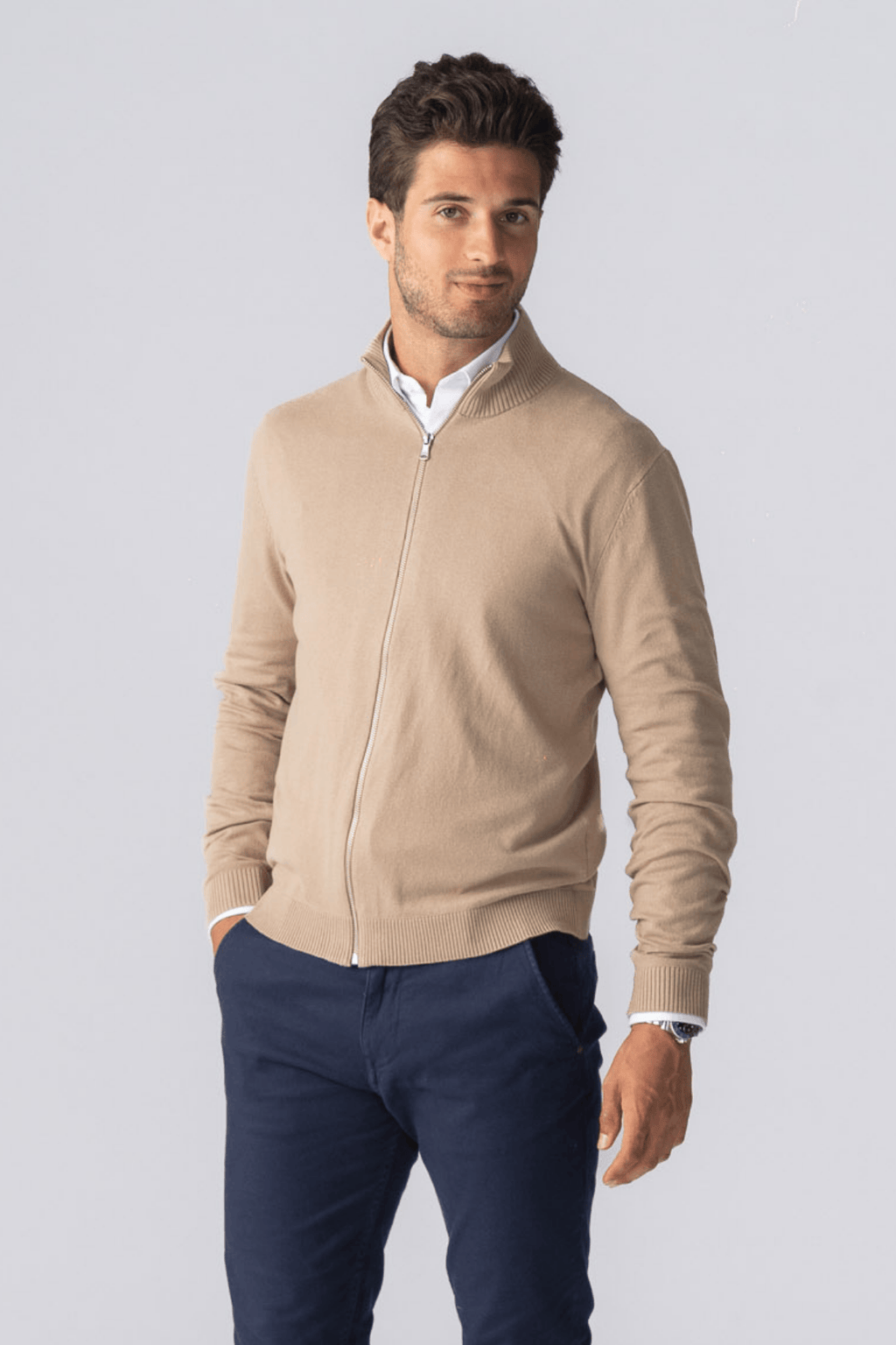 Pullover Zip Cardigan - Sand